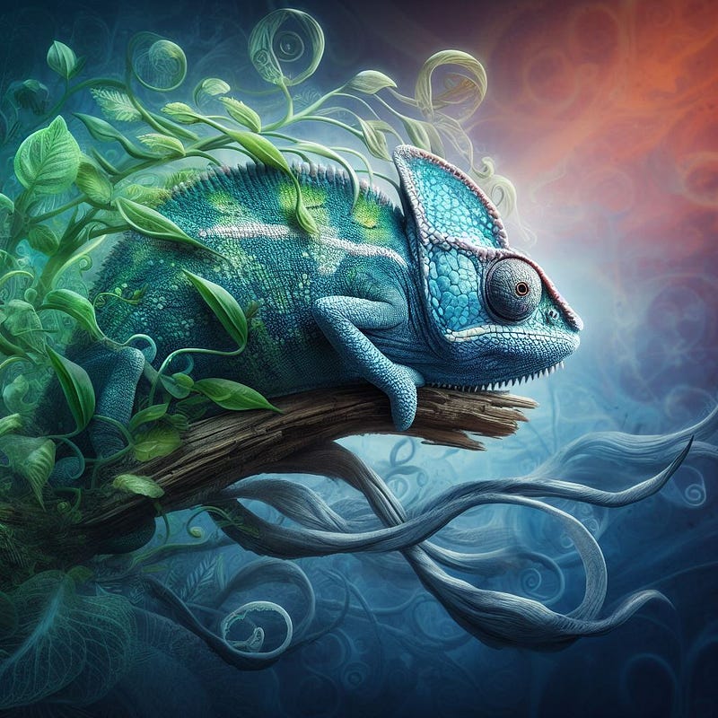 Chameleon changing colors, symbolizing adaptability