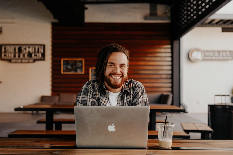 A creative workspace in a coffee shop