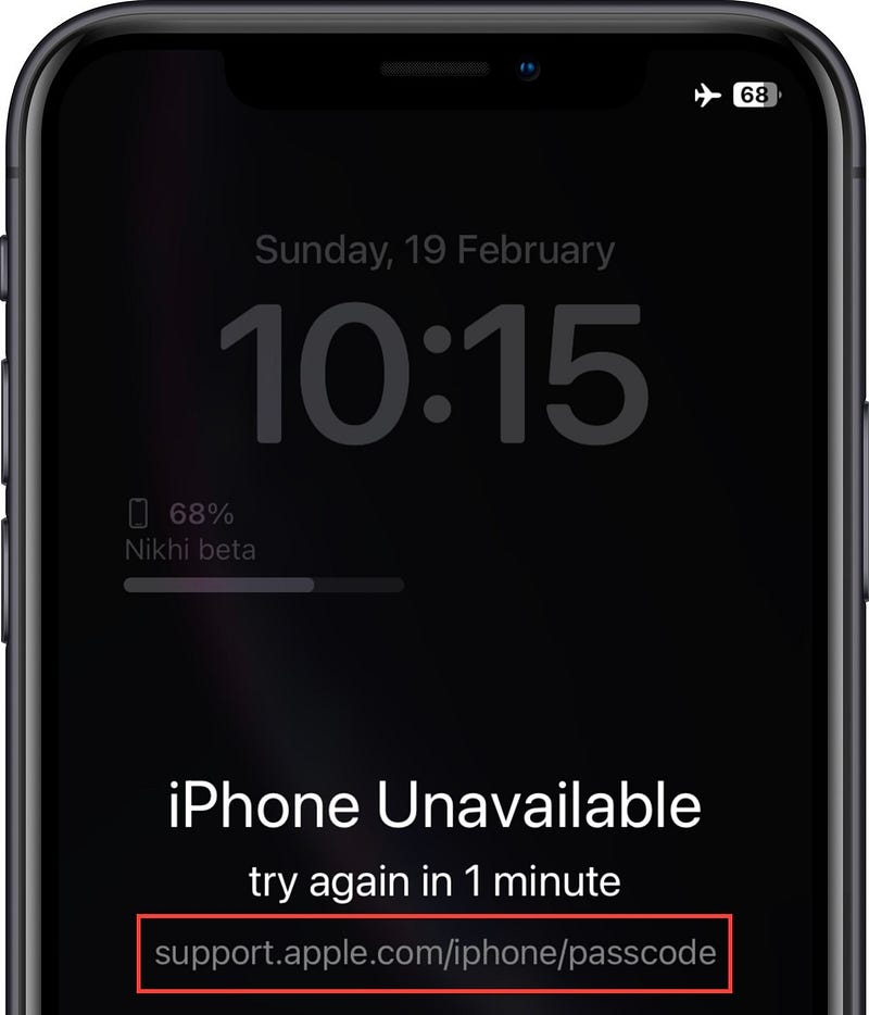 Apple Support link for disabled iPhone