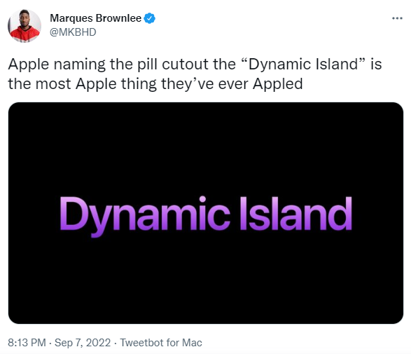 Twitter reactions to Dynamic Island