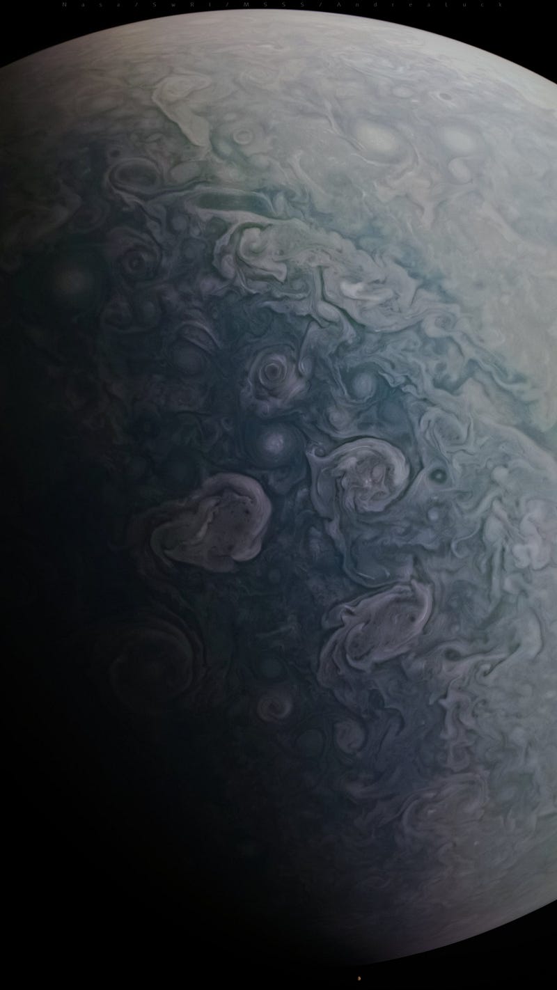 Close-up of a storm on Jupiter