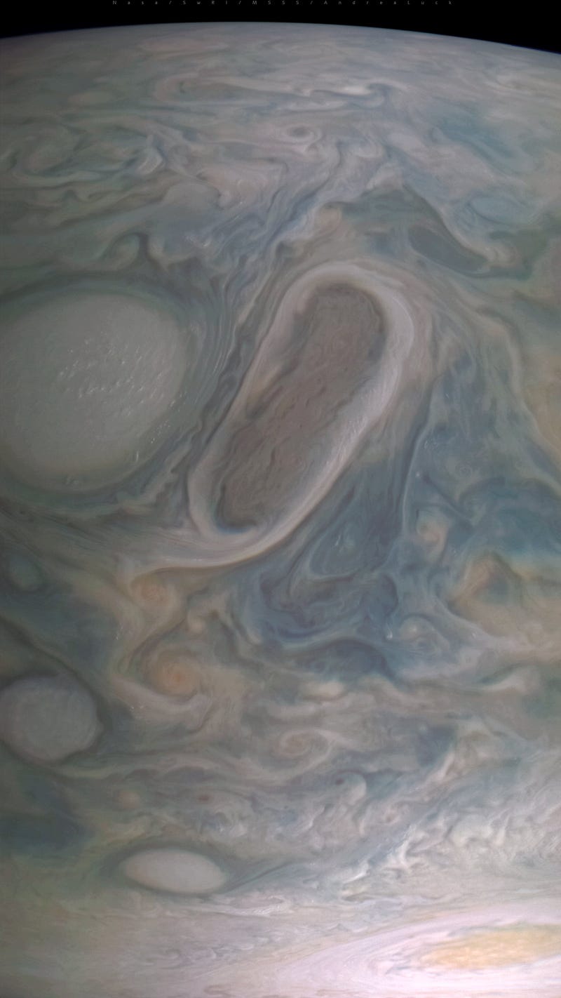 Image highlighting Jupiter's storm activity