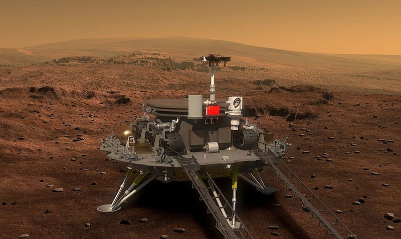 Artist's depiction of the Tianwen-1 rover on Mars