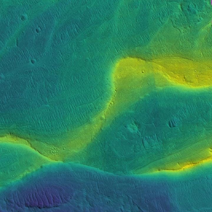 Satellite image of a Martian river channel