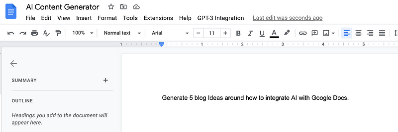 Example prompt for blog ideas