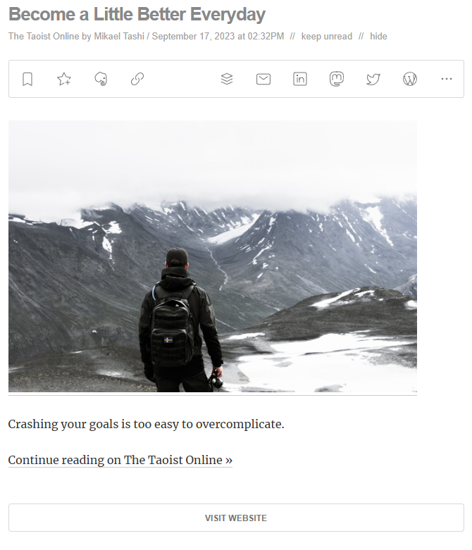 Example Article in Feedly