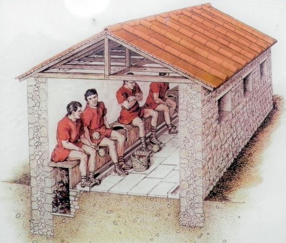 Roman public toilets in use