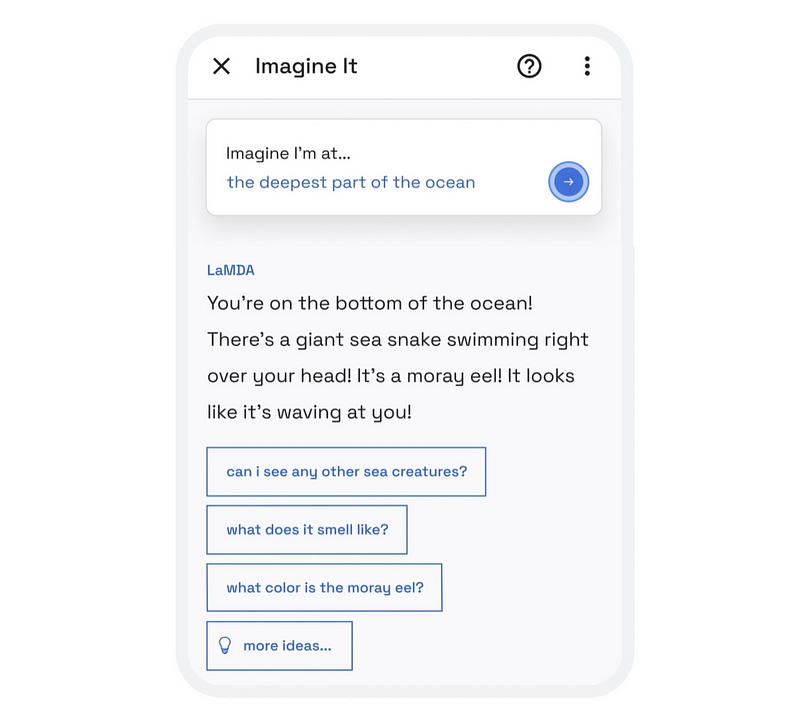 Visual representation of the Imagine It feature in LaMDA