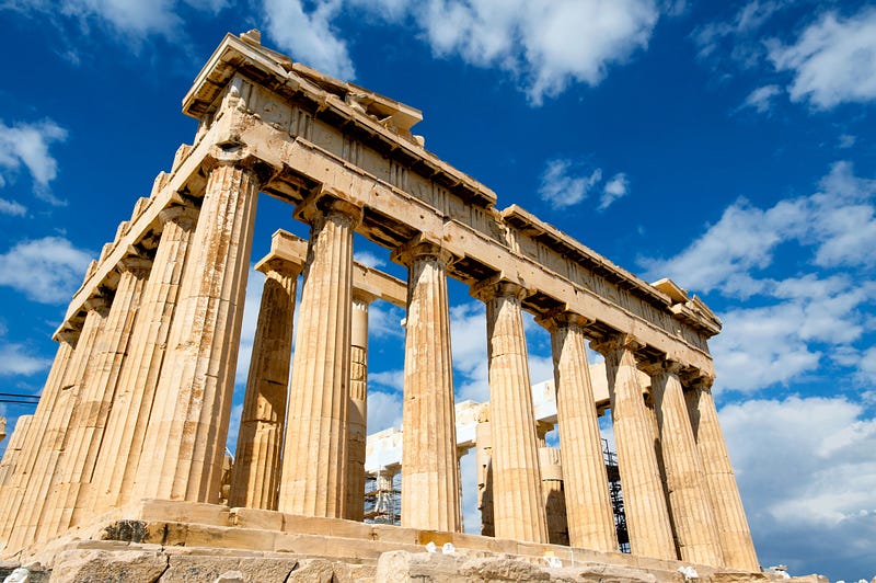 A panoramic view of the Parthenon on the Acropolis