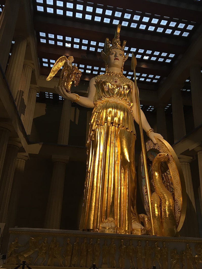 Artistic representation of the statue of Athena