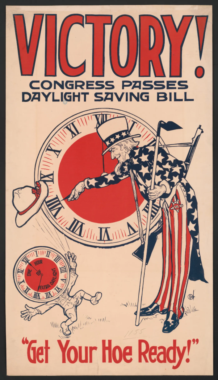 Historical poster promoting Daylight Saving Time